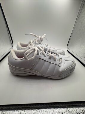 Varsity White Athletic Sneakers with Pink Accent